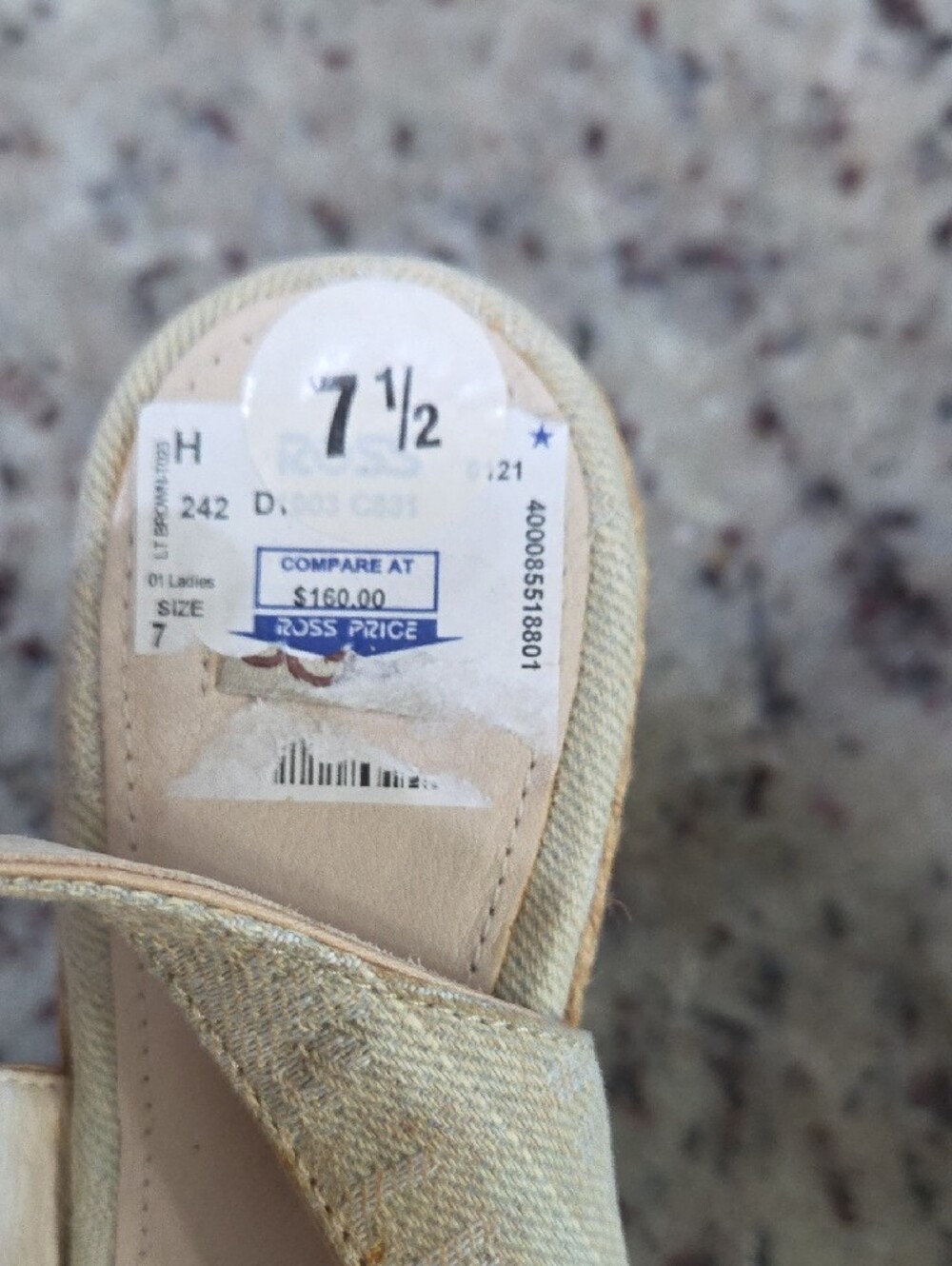 UGG Women's Neutral Canvas Wedge Slingbacks with Tan Trim - Picture 8 of 10